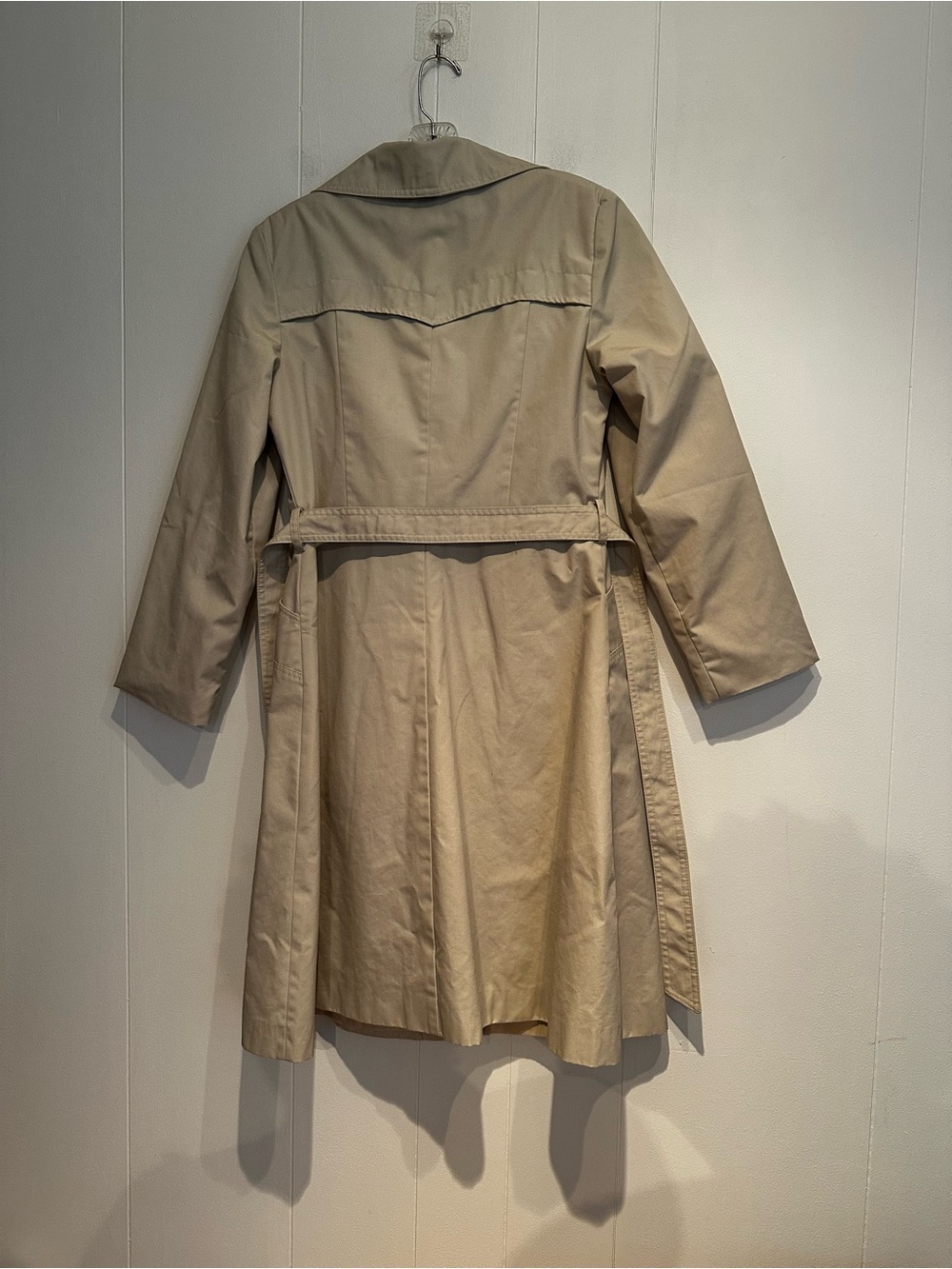 Vintage Windy Weather Beige Trench Coat Belted Size 8 Classic Rain Coat - Picture 10 of 12
